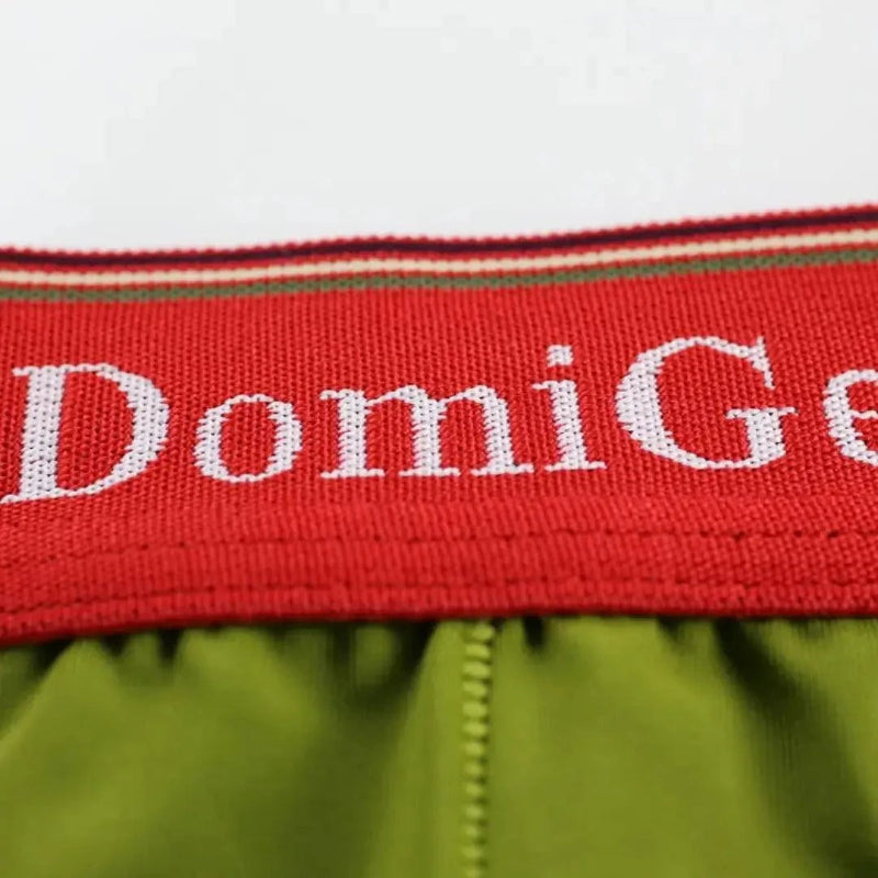 DomiGe logo elastic waistband detail — U-pouch boxer brief army green mid-waist	