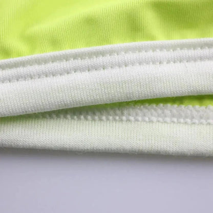 DomiGe breathable stretch fabric texture close-up — U-pouch boxer brief bright green moisture-wicking	