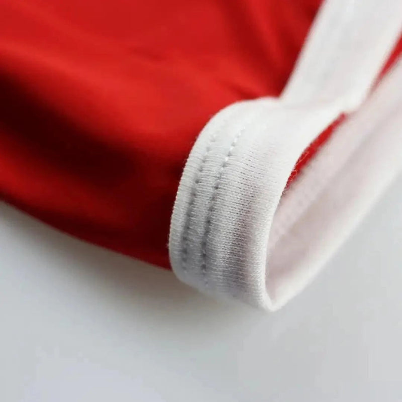 DomiGe breathable stretch fabric texture close-up — U-pouch boxer brief red moisture-wicking	