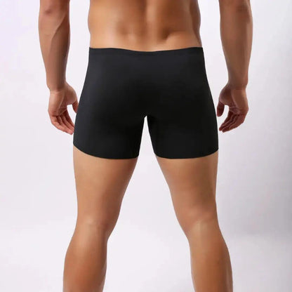 DomiGe laser-cut boxer shorts black rear view — full coverage single-panel back clean finish model	