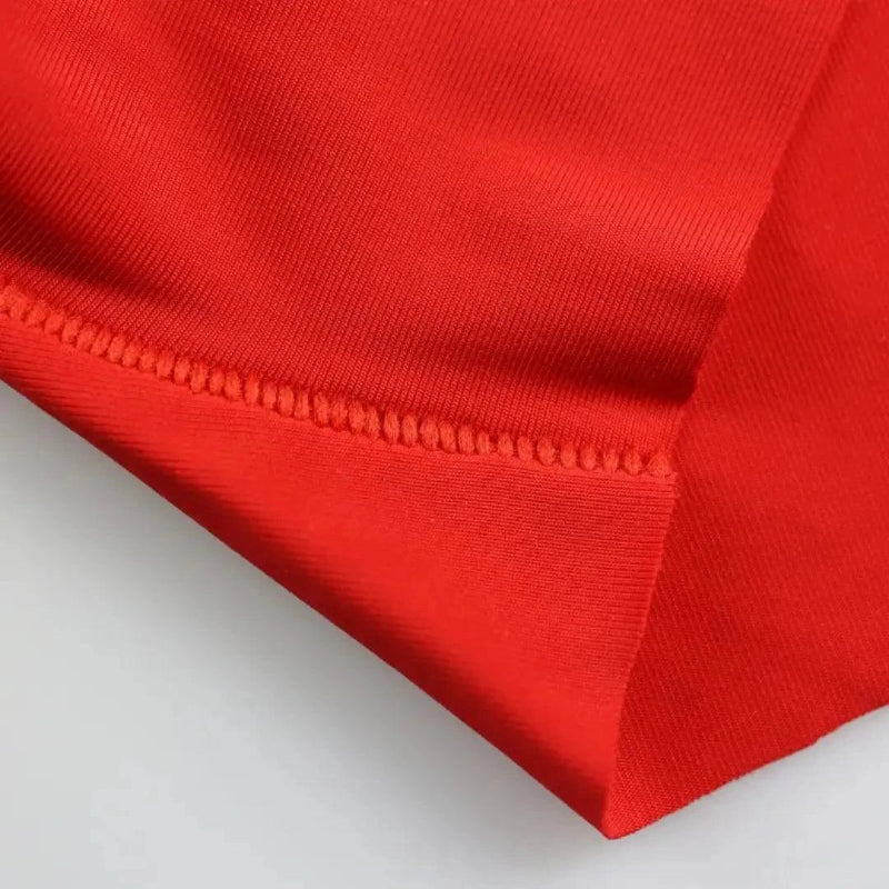 DomiGe lightweight woven fabric texture close-up — breathable laser-cut boxer shorts red	