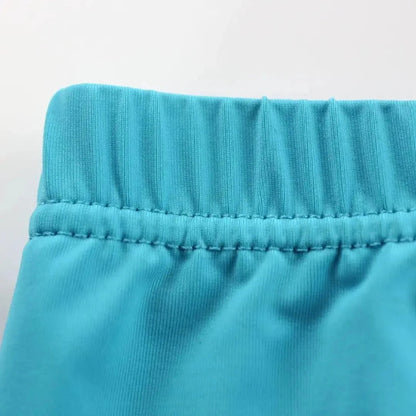 DomiGe mid-waist elastic waistband detail — laser-cut boxer shorts sky blue	