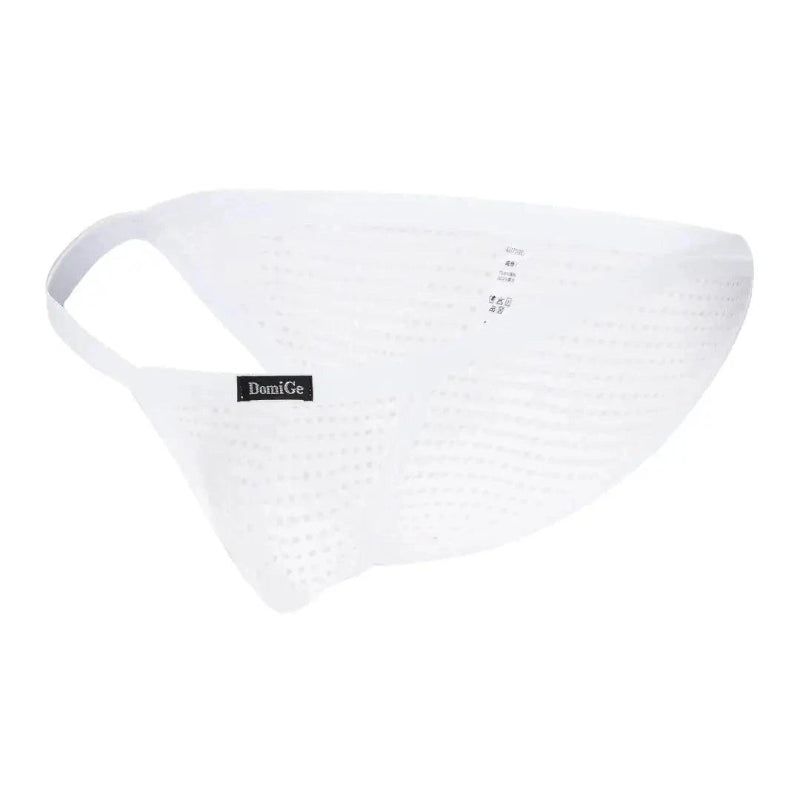 DomiGe 3D mesh bikini brief white 3D side view — seamless low-rise bikini silhouette	