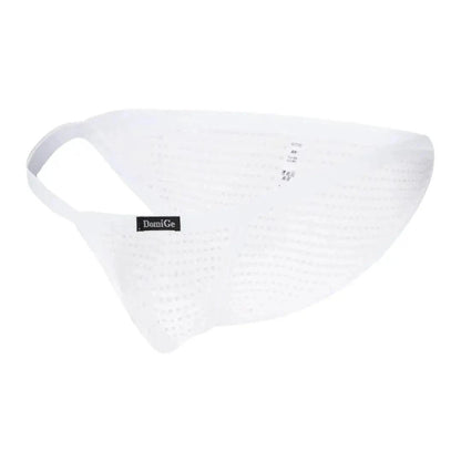 DomiGe 3D mesh bikini brief white 3D side view — seamless low-rise bikini silhouette	