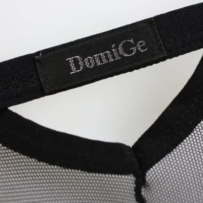 DomiGe elastic logo waistband detail — hollow-design bikini brief black	