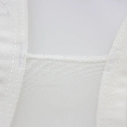 DomiGe hollow-design bikini brief white fabric texture close-up — stretch microfiber breathable	