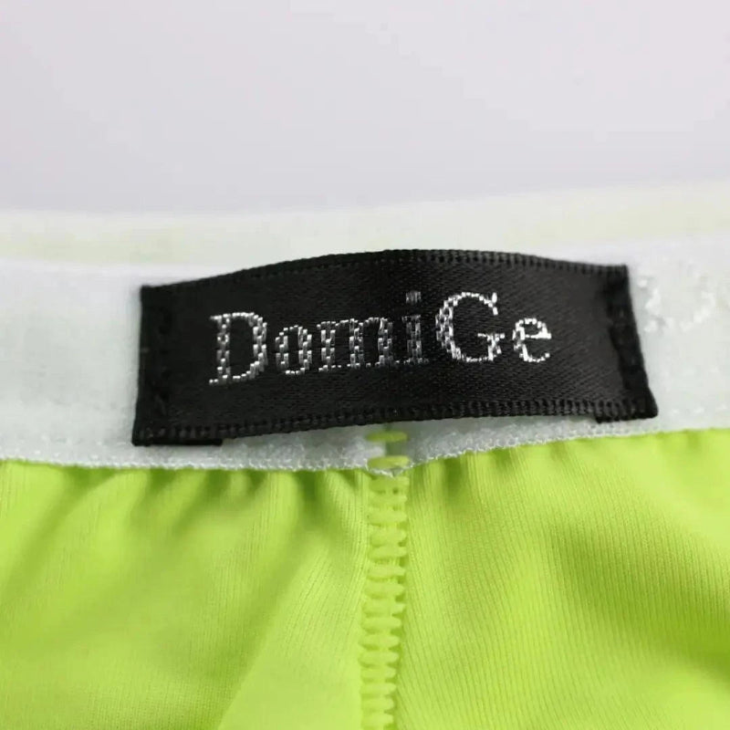 DomiGe logo elastic waistband detail — ice silk nylon briefs bright green	