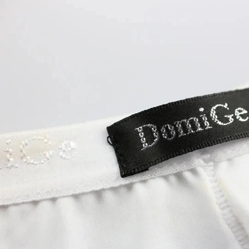 DomiGe logo elastic waistband detail — ice silk nylon briefs white	