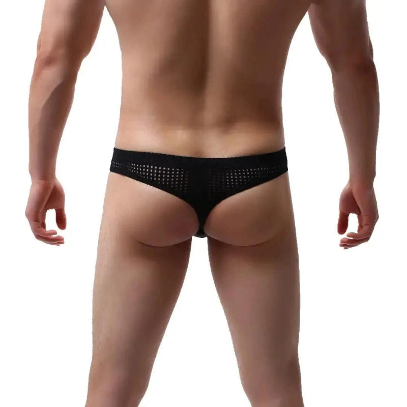 DomiGe dynamic-fit mesh bikini brief black rear view — bikini seat coverage clean finish model	