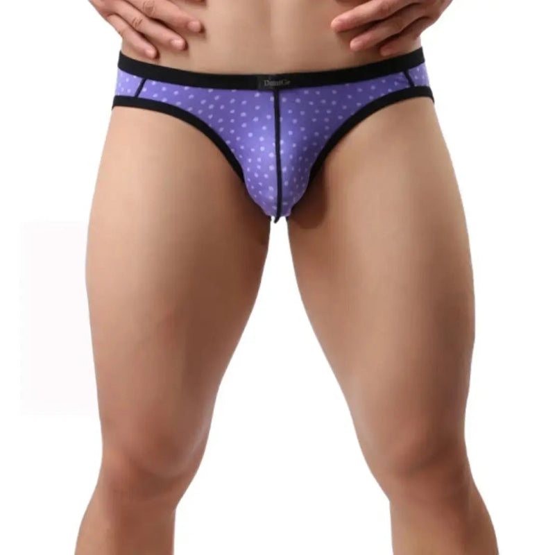 DomiGe modal mid-rise briefs lilac blue front view — logo waistband full coverage model	