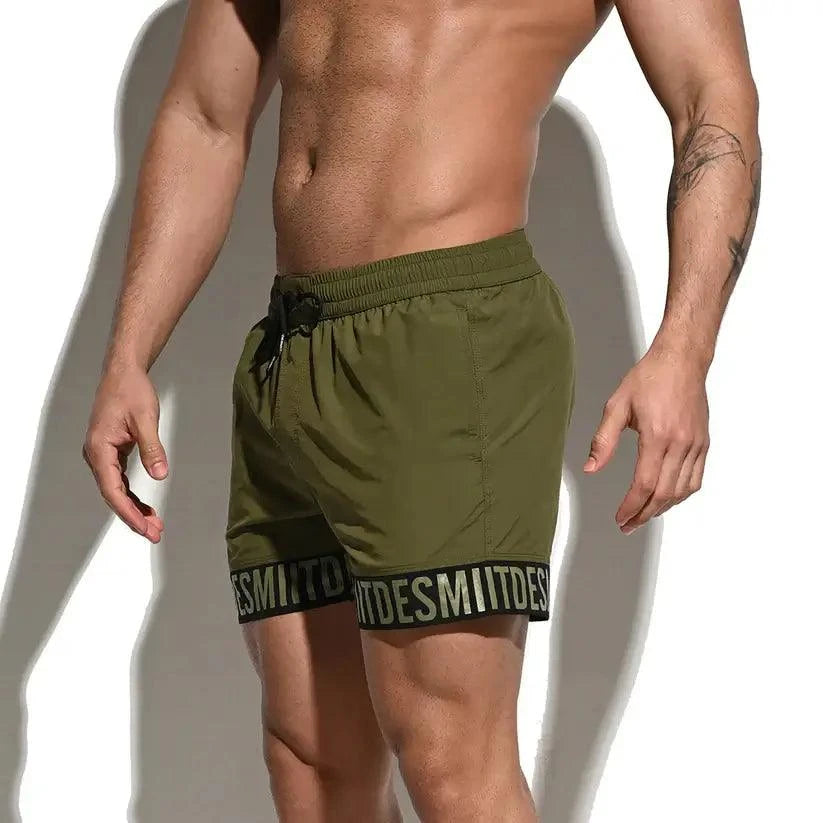 Desmiit Desmiit Men's Alphabet Splicing Board Shorts | Blue Sport Swim Trunks for Guys