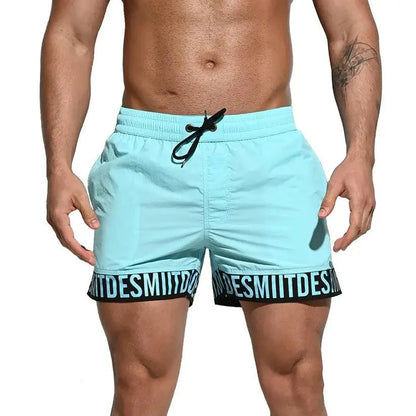 Desmiit Desmiit Men's Alphabet Splicing Board Shorts | Blue Sport Swim Trunks for Guys