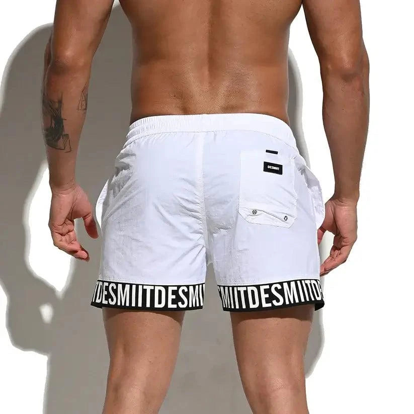 Desmiit Desmiit Men's Alphabet Splicing Board Shorts | Blue Sport Swim Trunks for Guys