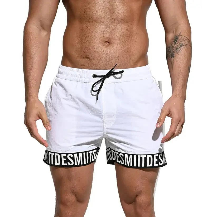 Desmiit Desmiit Men's Alphabet Splicing Board Shorts | Blue Sport Swim Trunks for Guys