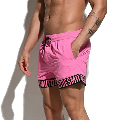 Desmiit Desmiit Men's Alphabet Splicing Board Shorts | Blue Sport Swim Trunks for Guys