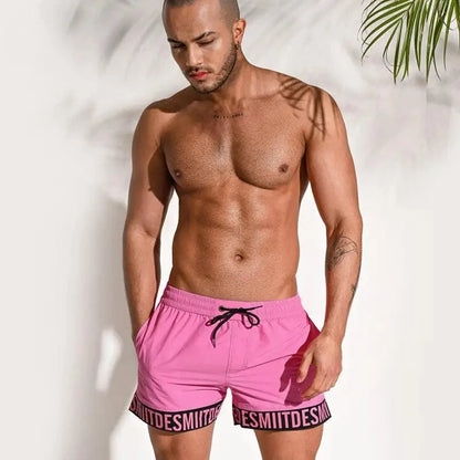 Desmiit Desmiit Men's Alphabet Splicing Board Shorts | Blue Sport Swim Trunks for Guys