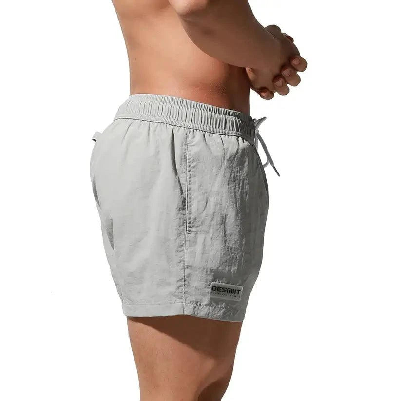 Desmiit Desmiit Men's Geometric Stitching Quick-Dry Board Shorts | Black Beach Swimwear