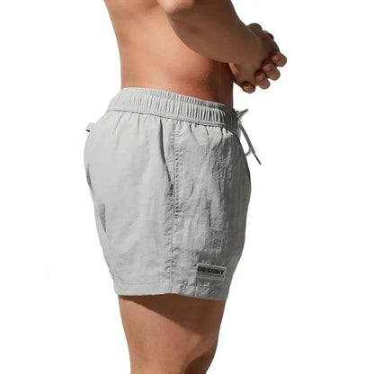 Desmiit Desmiit Men's Geometric Stitching Quick-Dry Board Shorts | Black Beach Swimwear