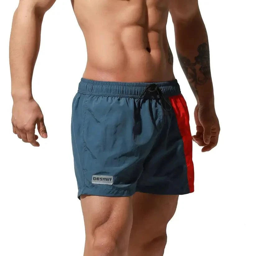 Desmiit Desmiit Men's Geometric Stitching Quick-Dry Board Shorts | Black Beach Swimwear