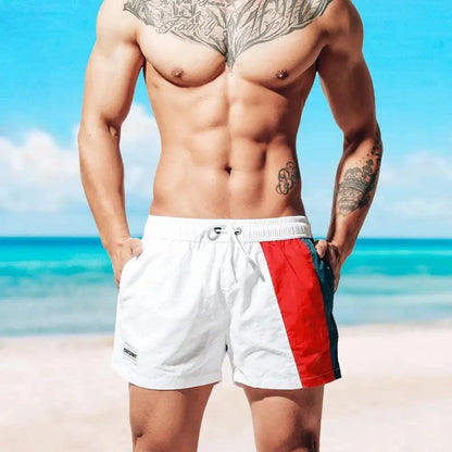 Desmiit Desmiit Men's Geometric Stitching Quick-Dry Board Shorts | Black Beach Swimwear