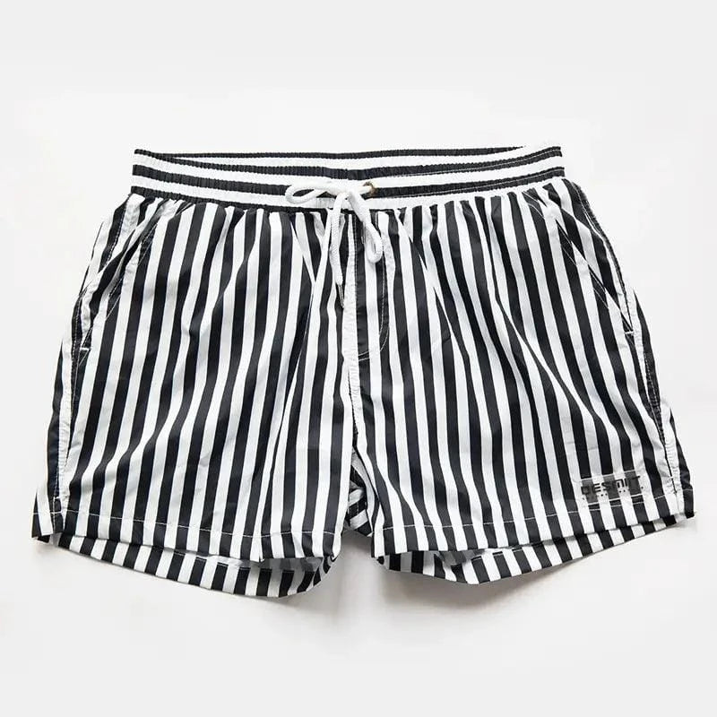 Desmiit Desmiit Men's Navy Stripe Board Shorts - Quick-Dry Nylon Swim Trunks with Lining
