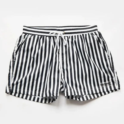 Desmiit Desmiit Men's Navy Stripe Board Shorts - Quick-Dry Nylon Swim Trunks with Lining