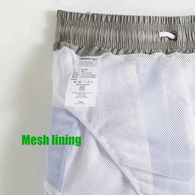 Desmiit Desmiit Men's Printed Beach Shorts Blue Block Board Shorts with Mesh Lining