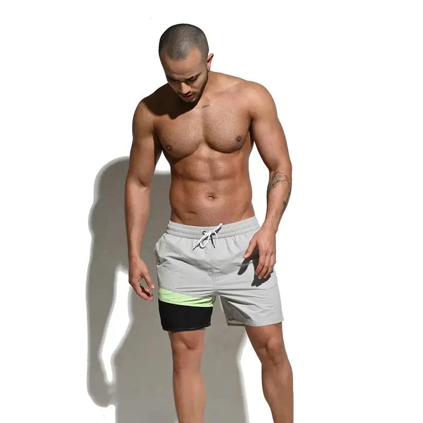 Desmiit Desmiit Men's Quick-Dry Blue Board Shorts | Stylish Asymmetrical Beach Swimwear