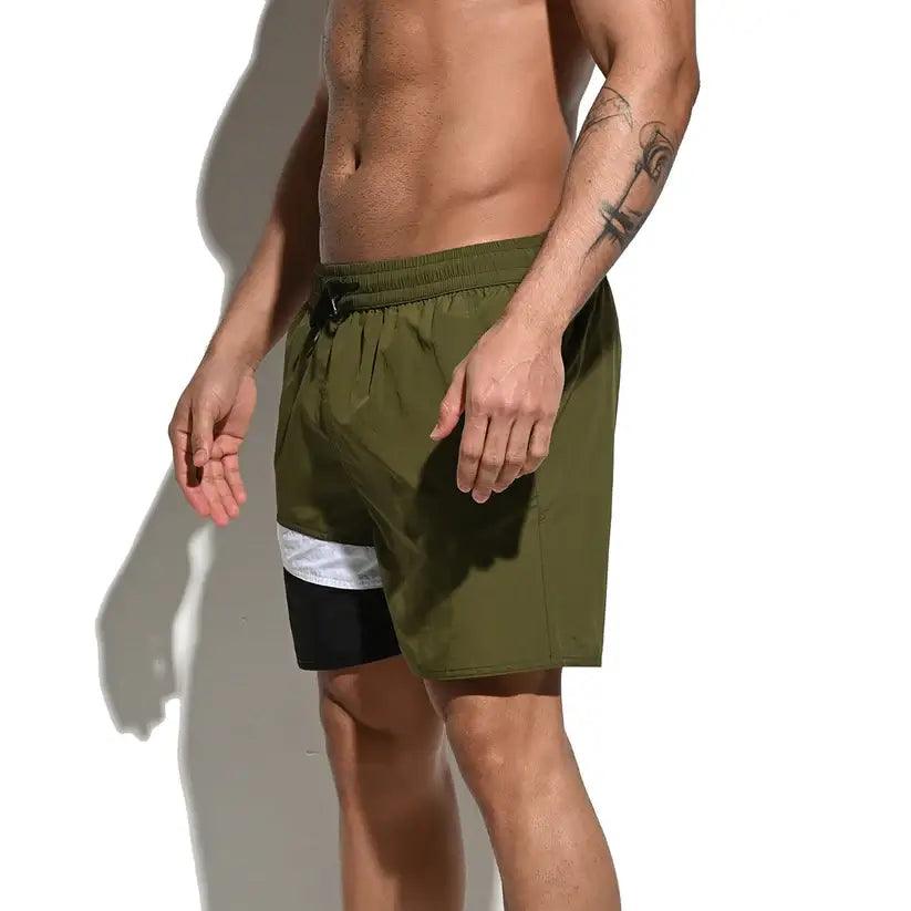 Desmiit Desmiit Men's Quick-Dry Blue Board Shorts | Stylish Asymmetrical Beach Swimwear