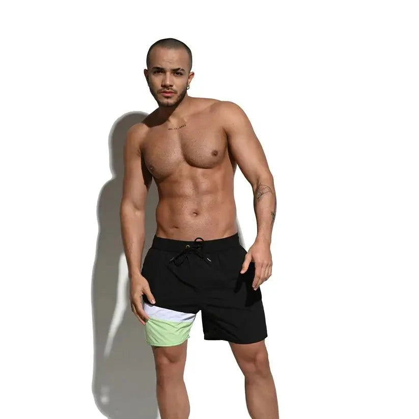 Desmiit Desmiit Men's Quick-Dry Blue Board Shorts | Stylish Asymmetrical Beach Swimwear