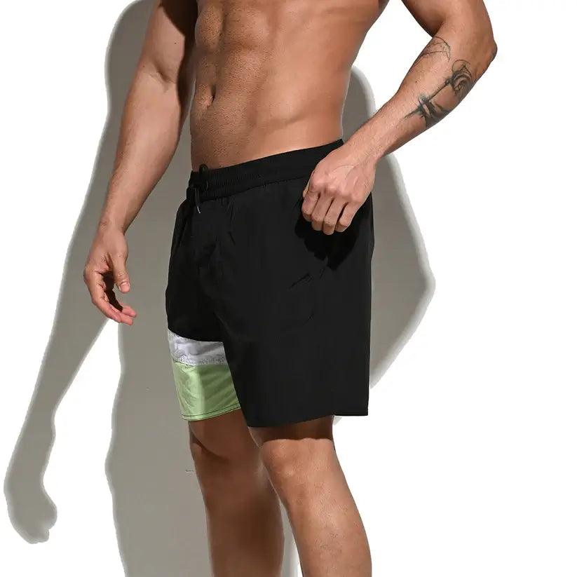 Desmiit Desmiit Men's Quick-Dry Blue Board Shorts | Stylish Asymmetrical Beach Swimwear