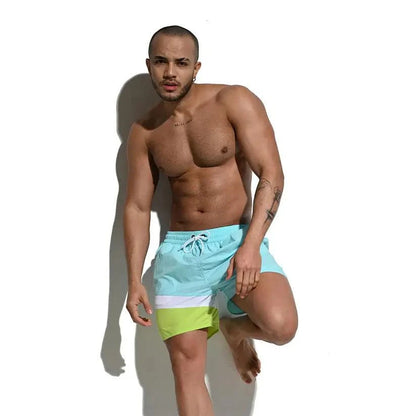 Desmiit Desmiit Men's Quick-Dry Blue Board Shorts | Stylish Asymmetrical Beach Swimwear
