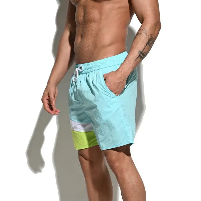 Desmiit Desmiit Men's Quick-Dry Blue Board Shorts | Stylish Asymmetrical Beach Swimwear