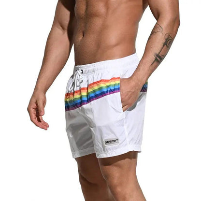 Desmiit Desmiit Pride Rainbow Men's Board Shorts - Quick-Dry Nylon Swim Trunks with Pockets