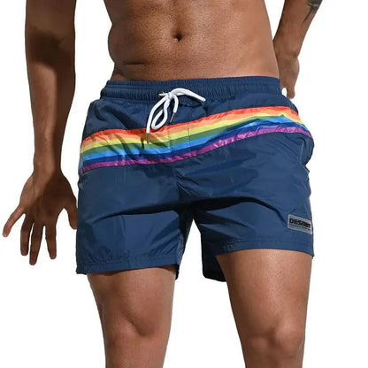 Desmiit Desmiit Pride Rainbow Men's Board Shorts - Quick-Dry Nylon Swim Trunks with Pockets