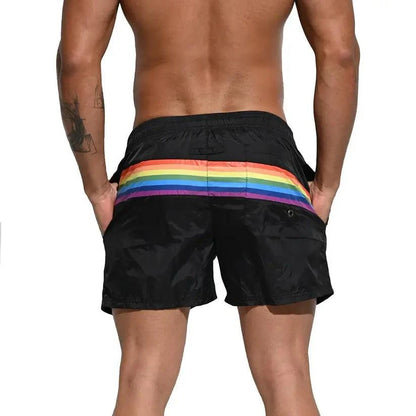 Desmiit Desmiit Pride Rainbow Men's Board Shorts - Quick-Dry Nylon Swim Trunks with Pockets