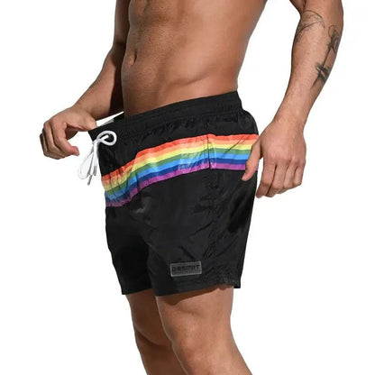 Desmiit Desmiit Pride Rainbow Men's Board Shorts - Quick-Dry Nylon Swim Trunks with Pockets