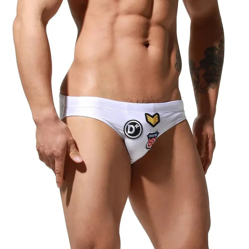 Desmiit Desmiit Swimwear Beachwear Men's Sexy Low-Rise Swim Briefs with Embroidered
