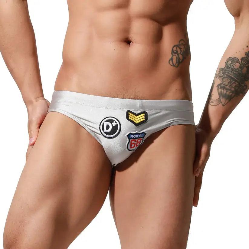 Desmiit Desmiit Swimwear Beachwear Men's Sexy Low-Rise Swim Briefs with Embroidered