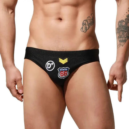 Desmiit Desmiit Swimwear Beachwear Men's Sexy Low-Rise Swim Briefs with Embroidered