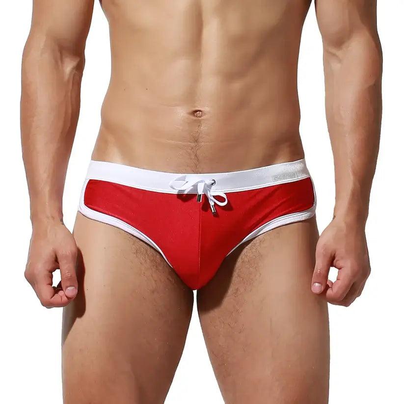 DESMIIT Men's Low Waist Swim Briefs with Removable Pad - His Inwear