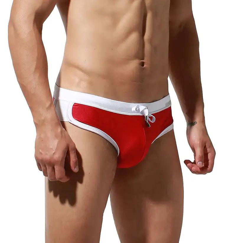 DESMIIT Men's Low Waist Swim Briefs with Removable Pad - His Inwear