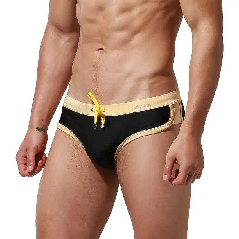 DESMIIT Men's Low Waist Swim Briefs with Removable Pad - His Inwear