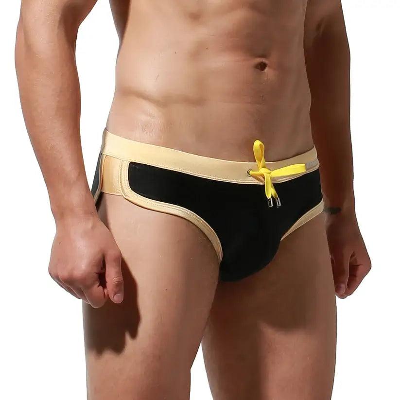 DESMIIT Men's Low Waist Swim Briefs with Removable Pad - His Inwear