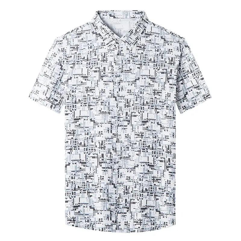 DomiGe 2024 Summer New Men's Blouse - Ice Silk Business Casual Printed Blouse - His Inwear