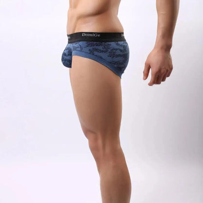 DomiGe bamboo fiber briefs in blue — model side	