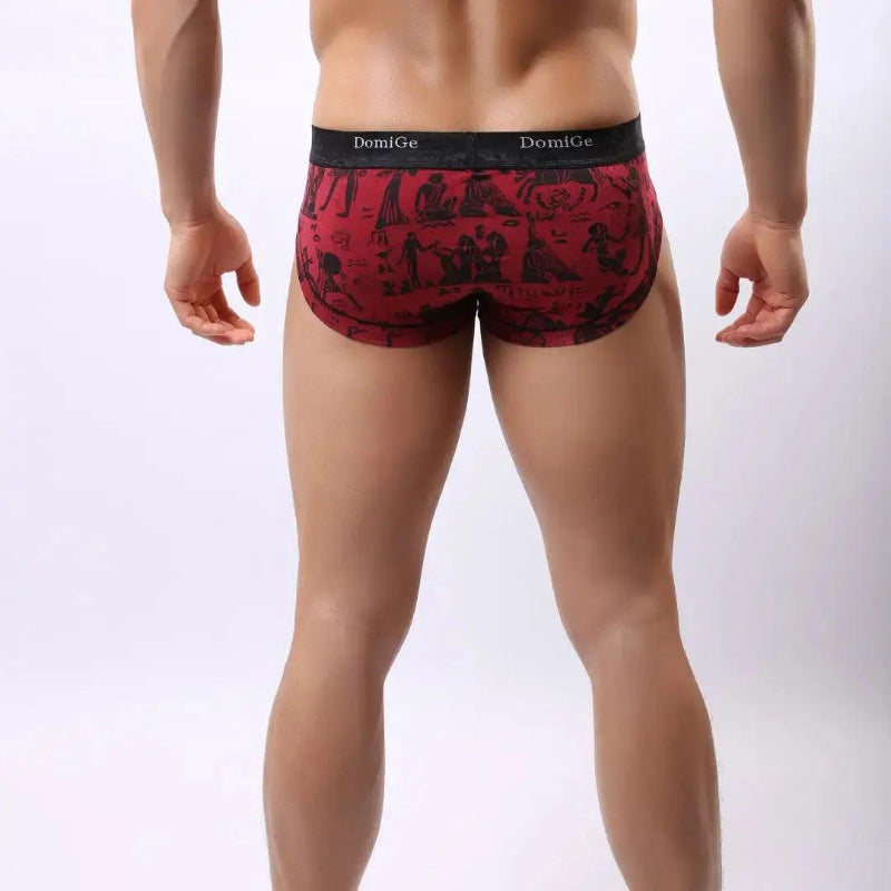 DomiGe bamboo fiber briefs in wine red — model rear	