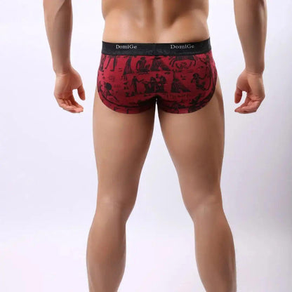 DomiGe bamboo fiber briefs in wine red — model rear	