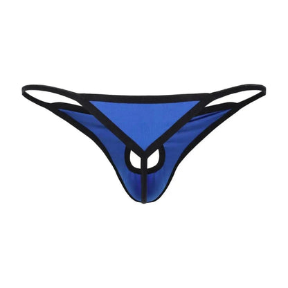 DomiGe royal blue butterfly g-string thong back view — minimal triangular back coverage, 1cm fine elastic string band	