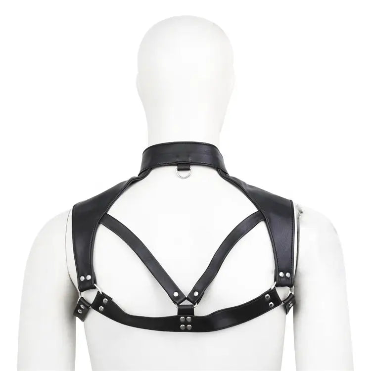 DomiGe DomiGe Men's Black Leather Chest Harness Shirt - Sexy Wear for Stage Performance